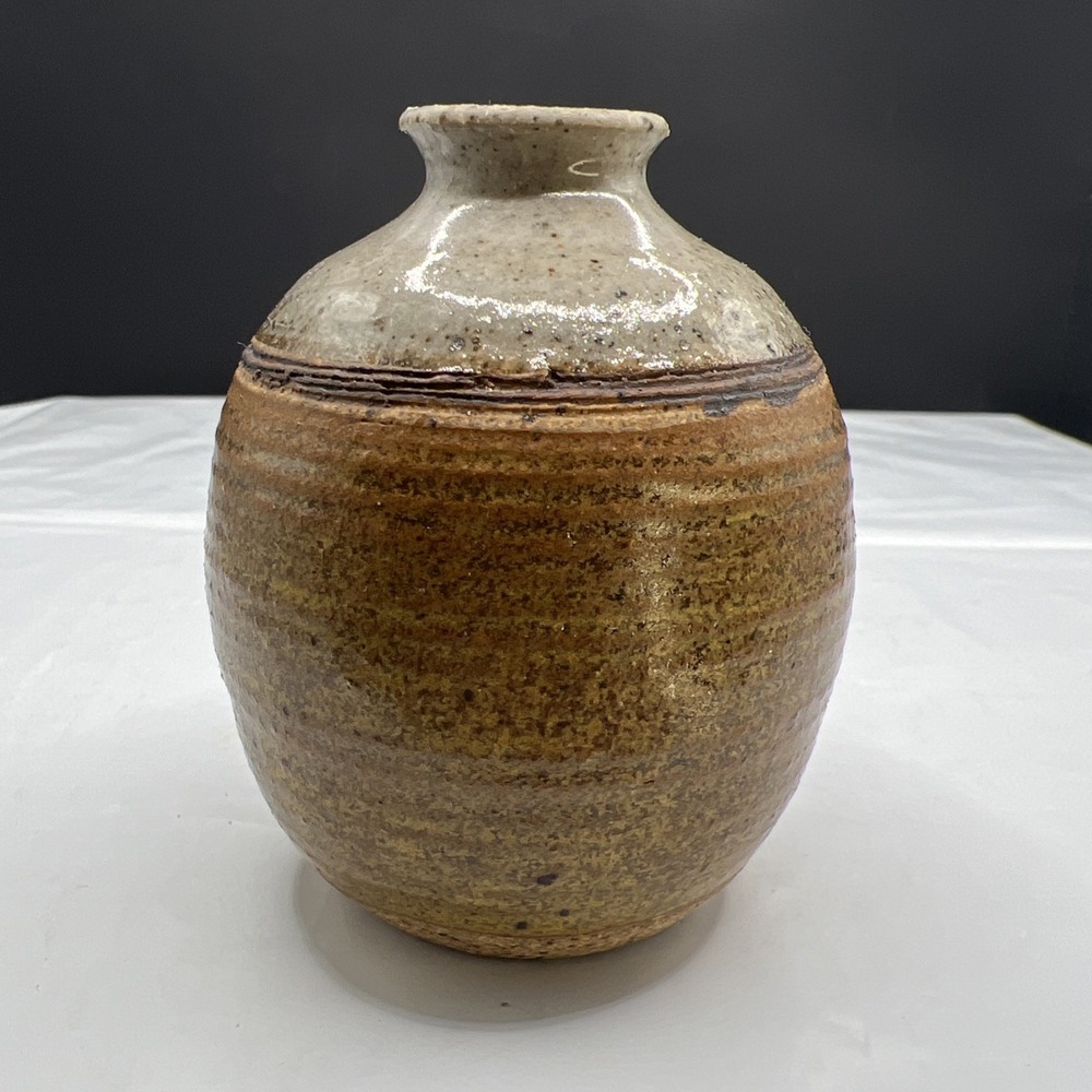 Vintage Andy Signed Studio Art Pottery Stoneware Bud Vase 3 Inch Boho Minimalist